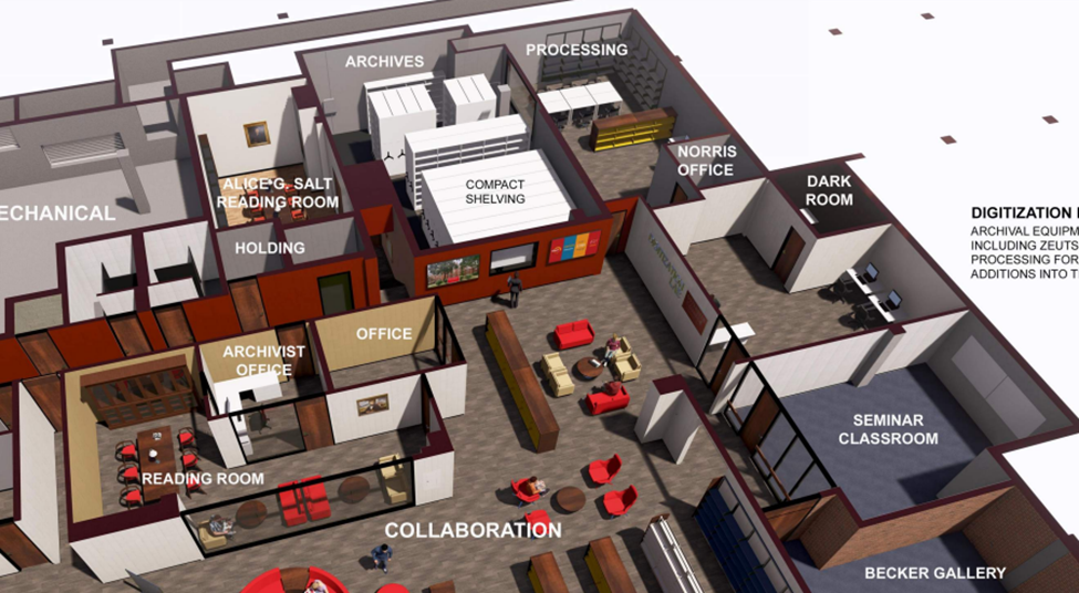 Otterbein archives proposal The new concept for the archives space, designed by Lyrasis consultants and project architects.