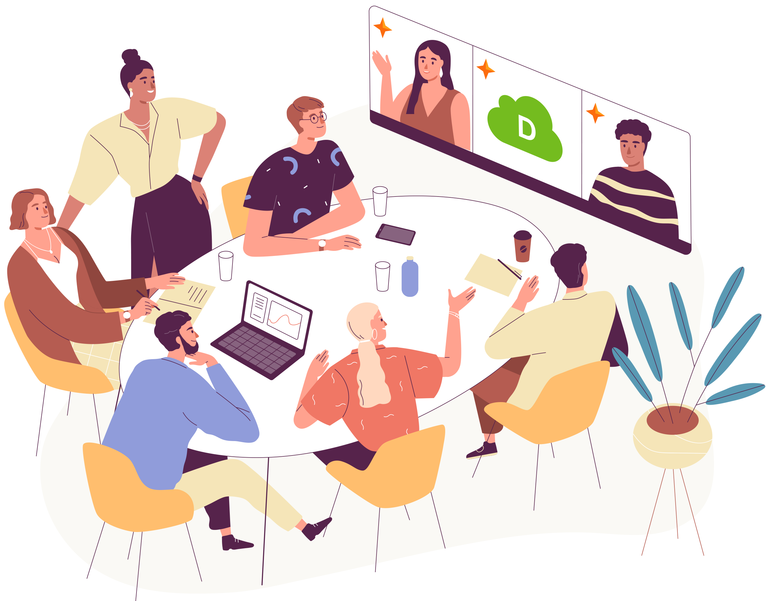 Decorative image of a video conference